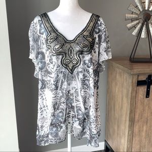 🦋Short Sleeve Gray Butterfly Blouse 🦋